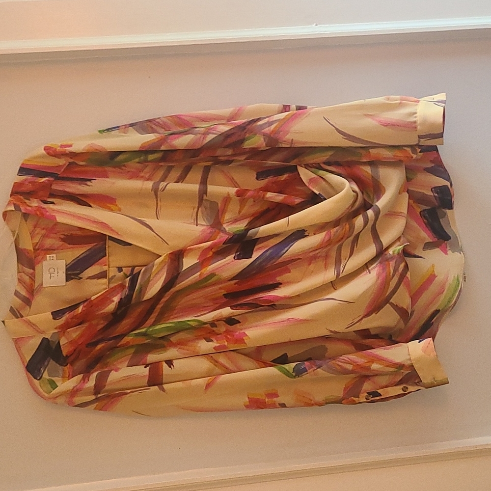 HD in Paris Anthropologie Camille draped faux wrap top colorful